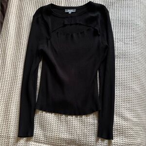 Marled keyhole knit sweater top